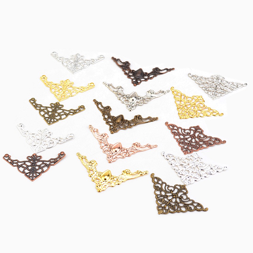 10/20/50 pçs cantos de metal para livros scrapbooking álbuns de fotos menus protetores de canto artesanato de metal ornamento diy