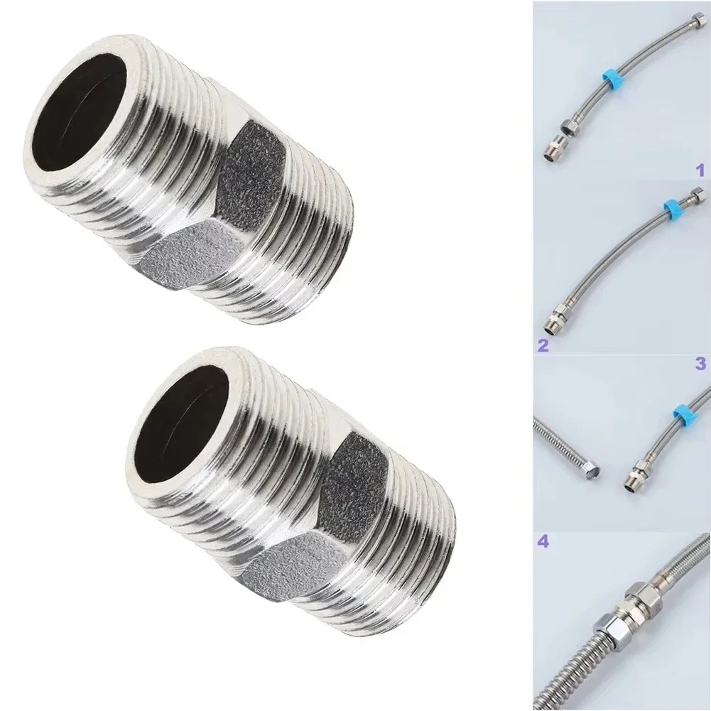 2 pçs tubo de extensão da mangueira do chuveiro universal extensor mangueira acessórios do banheiro para chuveiros diy banheiros rvs chuveiros ao ar livre