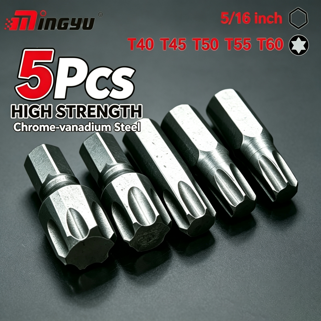 5 stks Torx T40 T45 T50 T55 T60 Schroevendraaier Bit Set Extra Grote 5/16 Inch Schacht Schroevendraaier Bits Voor reparatie Handje Ster Bit Kit