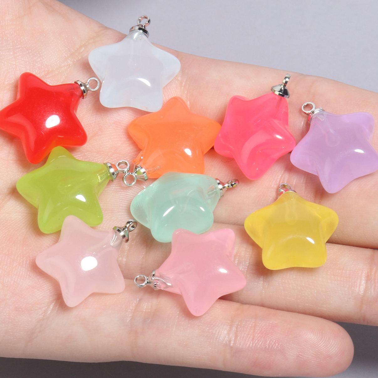 10ชิ้น/ล็อตผสมน่ารักเรซิ่น Star Charms จี้สำหรับสร้อยข้อมือต่างหูสร้อยคอเครื่องประดับ Diy พวงกุญแจอะไหล่20x17.5mm