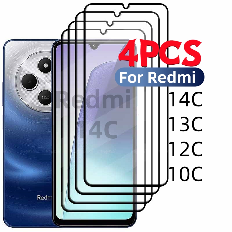 4/3/2/1 pièces pour Redmi 14C verre Xiaomi Redmi 14C verre trempé couverture complète colle HD 9H pour protecteur d'écran Redmi 14C 13C 12C 10C