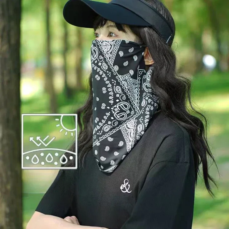 Masker Tabir Surya Punk Fashion untuk Pria Wanita Syal Telinga Perlindungan UV Musim Panas Masker Wajah Pembungkus Leher Pelindung Leher Syal Bandana Hip Hop