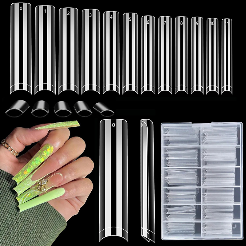 100/200 pièces professionnel 3XL Extra Long clair carré ongles conseils demi couverture acrylique ongles NO C courbe longue carré faux ongles conseils