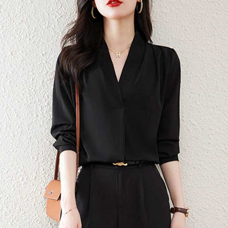 New Spring Women's Blouse Bottoming Shirts for a Chic Look Fashion Elegant Office Ladies Shirts Tops