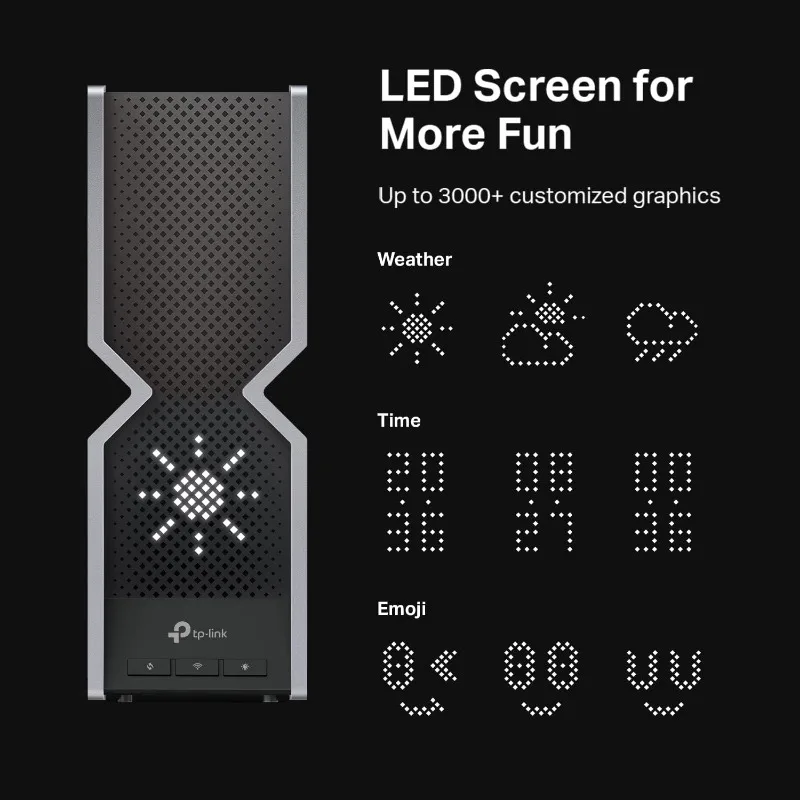 Tri-Band WiFi 7 Router BE19000 (Archer BE800) 12-stream 19 Gbps 2×10G + 4×2.5G poorten LED-scherm, 8 hoogwaardige antennes