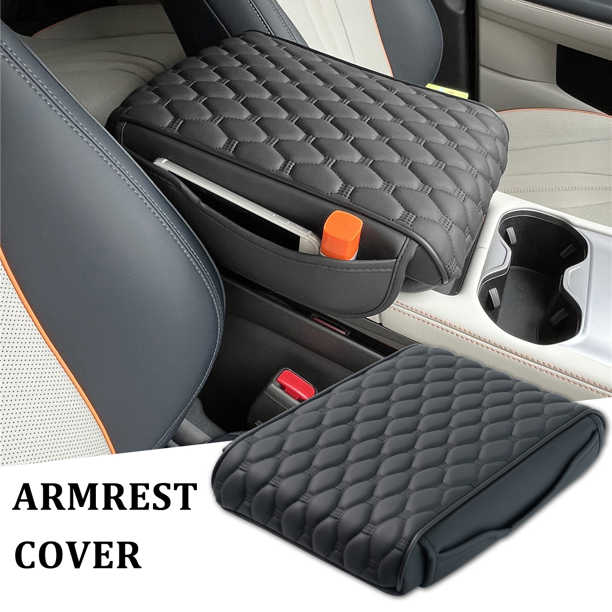 Universal รถหนัง Armrest COVER คอนโซลกลางกล่อง ARM REST Pad Protector UK