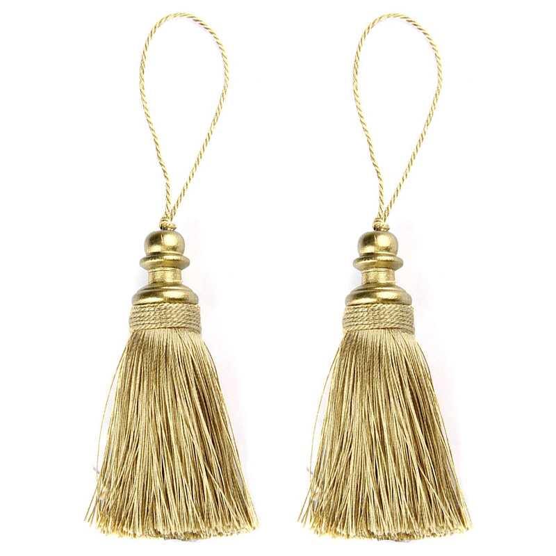 1 PC Golden Tassels หัตถกรรม Trim แขวนเชือกผ้าไหม Fringe ผ้าม่านตกแต่งบ้านอุปกรณ์เสริมห้องนั่งเล่นเครื่องประดับ DIY ตกแต่ง