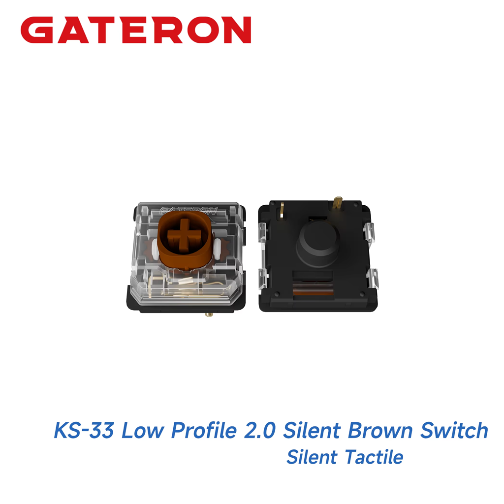GATERON KS-33 Low Profile 2.0 Silent White Black Brown Red Switch 3Pin Keyboard Mekanik Ultra-tipis Pre-lubed Linear Tactile