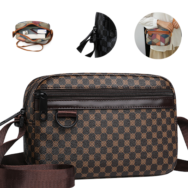 Bolso cruzado para hombre con estampado elegante para salidas diarias, compacto, ligero, versátil, informal, funcional, bolsa de viaje