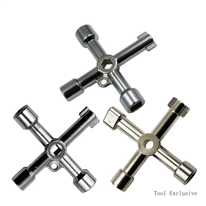 Llave triangular de gabinete de Control eléctrico en forma de cruz multiespecificación, válvula de medidor de agua de elevador, llave de doble cara