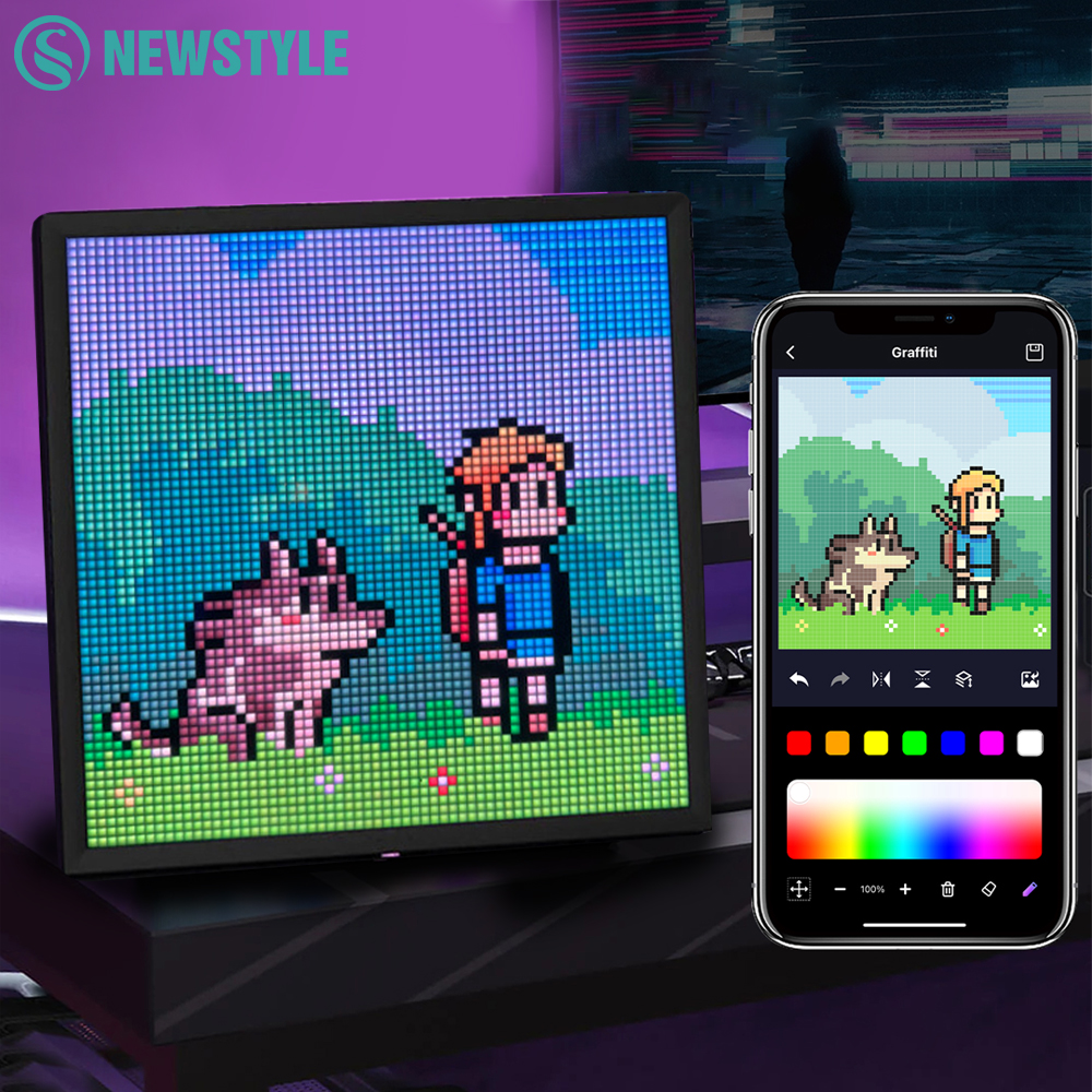 LED-Pixel-Display, 64 x 64 RGB-LED-Matrix-Panel, programmierbares Pixel-Art-Display mit Bluetooth-APP-Steuerung, kreativer Pixel-Bildschirm