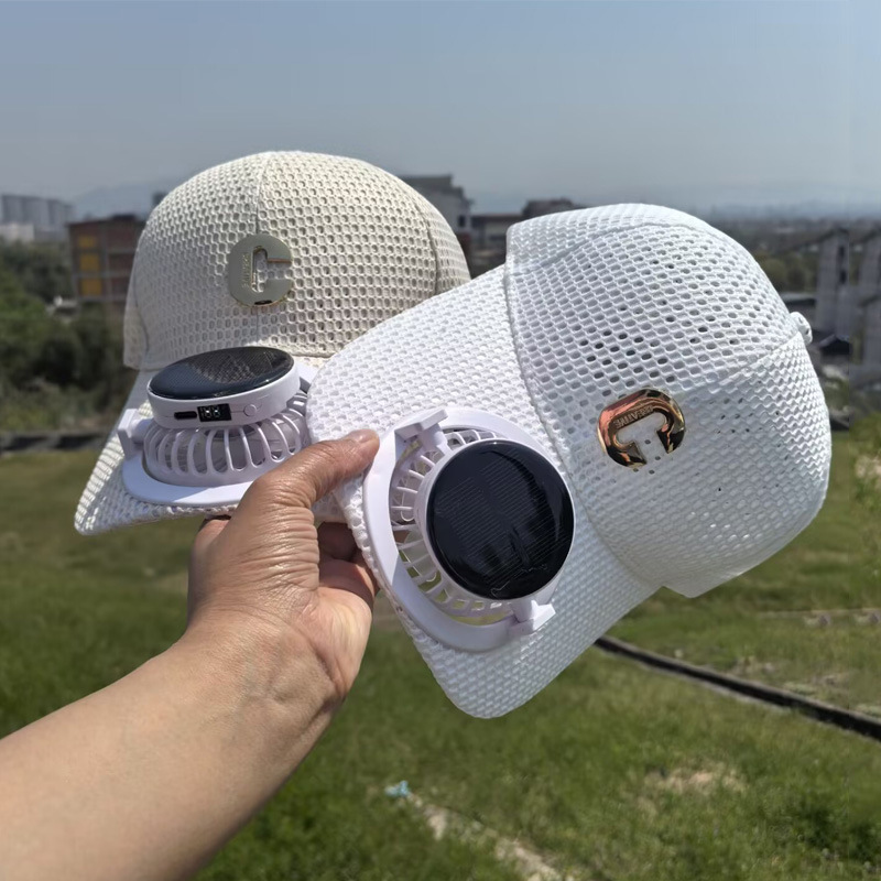 Neue Solarbetriebene Lüfterkappe mit Verlängertem Schirm, Atmungsaktives Mesh, UV-Schutz, Outdoor-Hut, Sonnenschutz-Baseballkappe