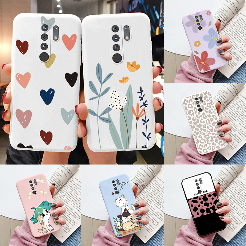 Hart Bloem Case Voor Redmi 9 Telefoon Cover Leuke Siliconen Schokbestendig Zachte Coque Voor Redmi 9 Redmi 9 Shell cartoon Mooie Matte Zakken