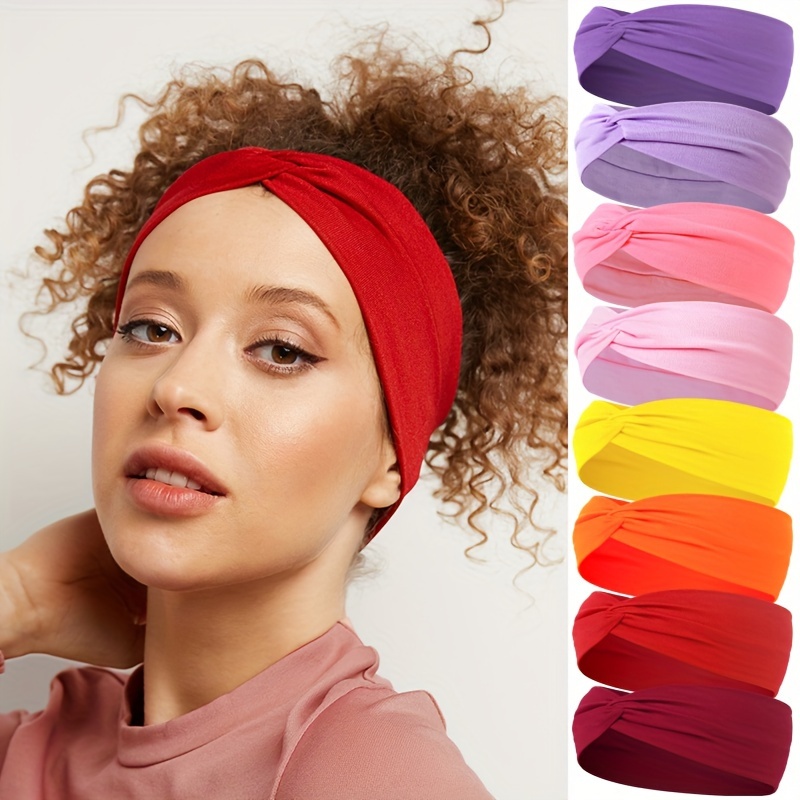 Diadema anudada de Color sólido, diadema ancha elástica para mujer, Unisex, deportes, Yoga, correr, diadema cruzada