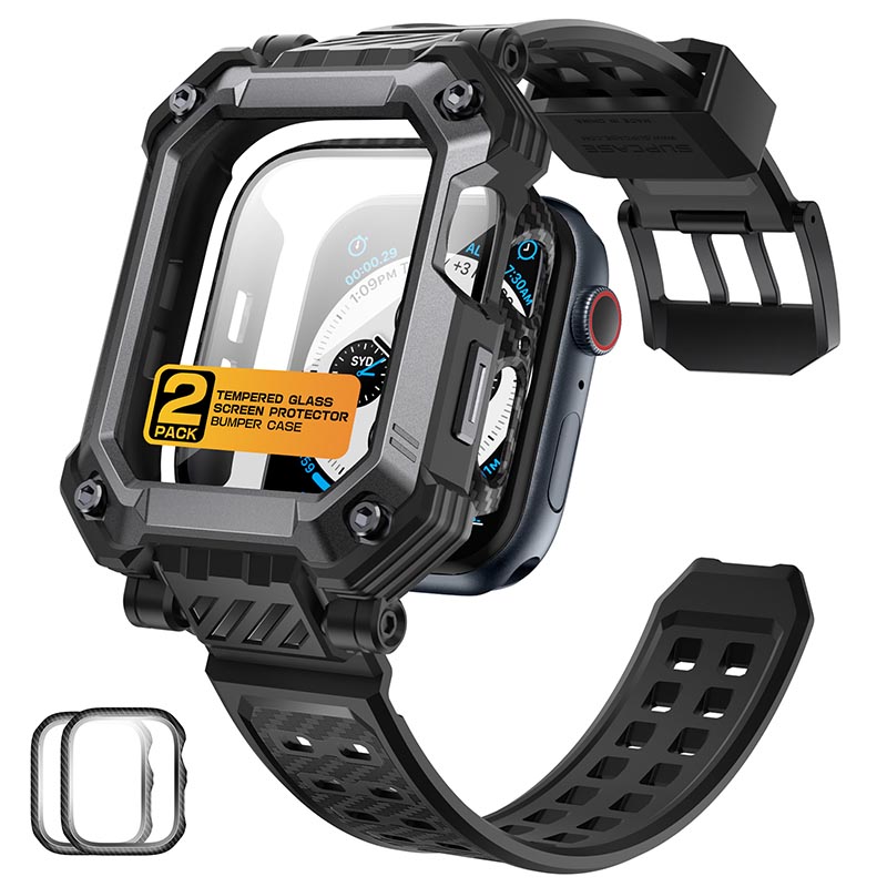 SUPCASE For Apple Watch 9/8/7 Case (45mm) UB Pro étui de protection robuste avec 2 pièces protecteur d'écran en verre trempé