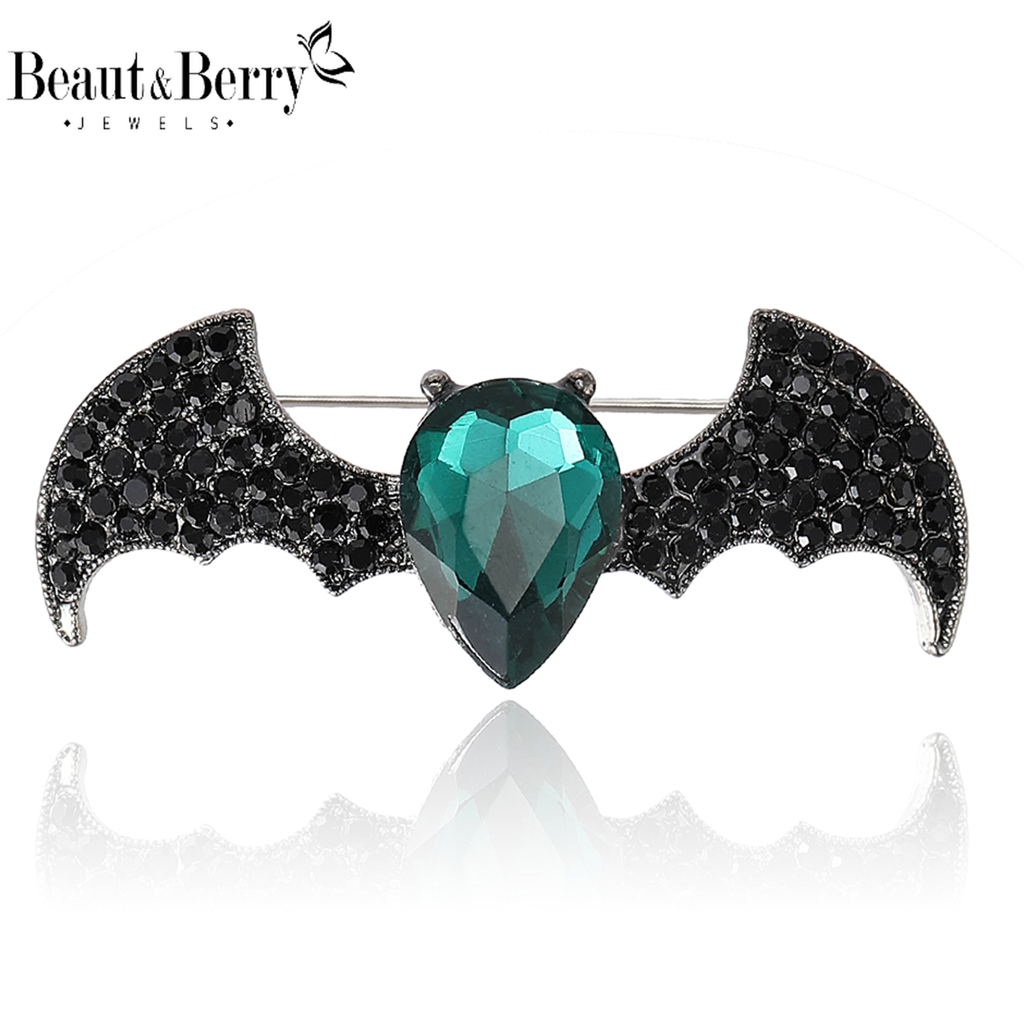 Beaut & Berry Broches de morcego de strass para mulheres unissex alfinetes de Halloween acessórios de festa casuais novos presentes de luxo decoração de amigos