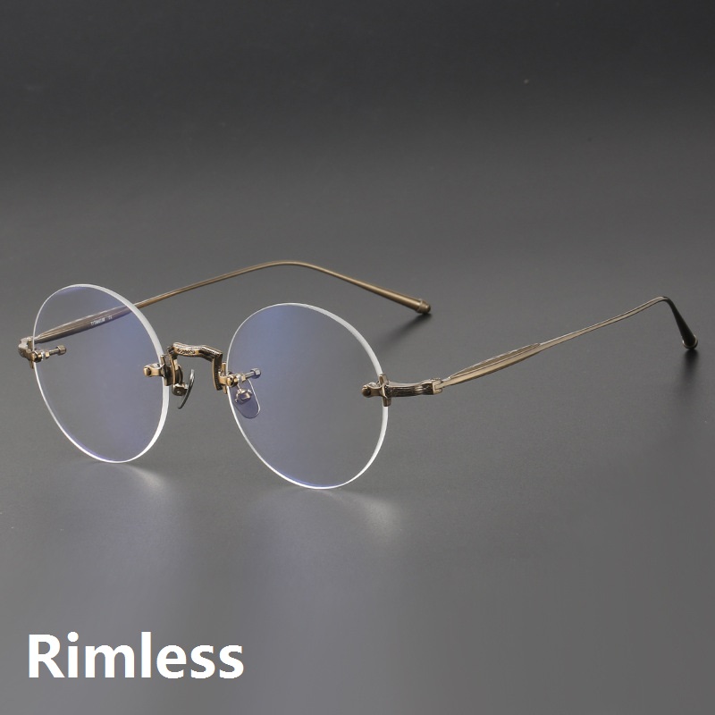 Monture de lunettes de style japonais en titane pur pour hommes, lunettes sans monture rondes rétro, lunettes optiques pour contrevenants, lunettes de qualité supérieure, mode