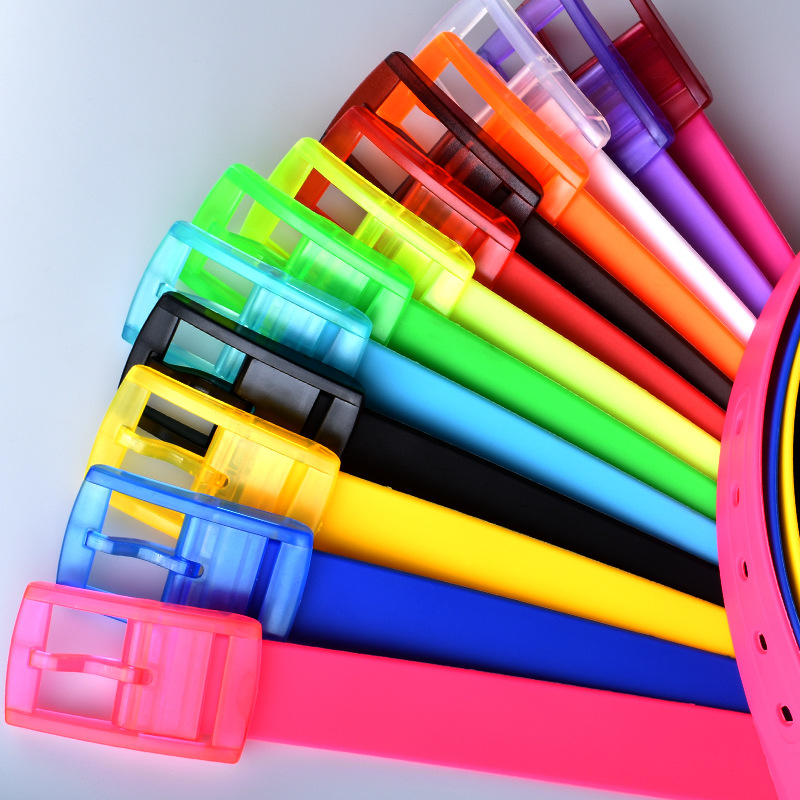 Unisex Colorido Silicone Pin Buckle Belt, Metal-Free, Anti-alérgicos Calças Plásticas, doces, Venda Direta Da Fábrica
