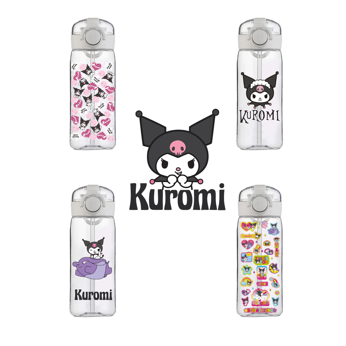 Портативная соломенная пластиковая чашка Sanrio, милая мультяшная водостойкая чашка Kuromi, портативная Студенческая устойчивая к падению термостойкая чашка