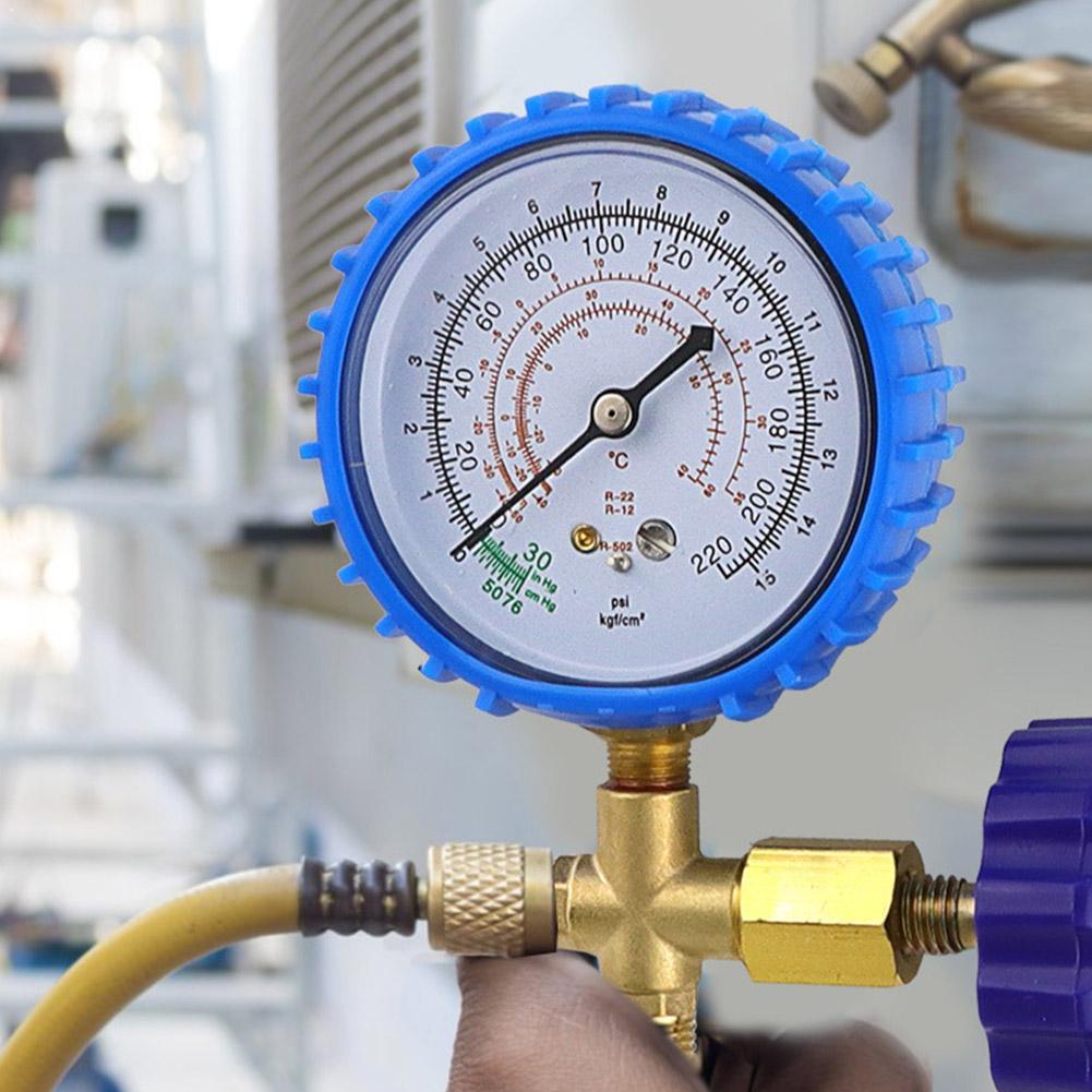 Klimaanlagen-Manometer für R22 und R134 Kältemittel, Hoch- und Niederdruck-Manometer, hochpräzises Druckmessgerät 