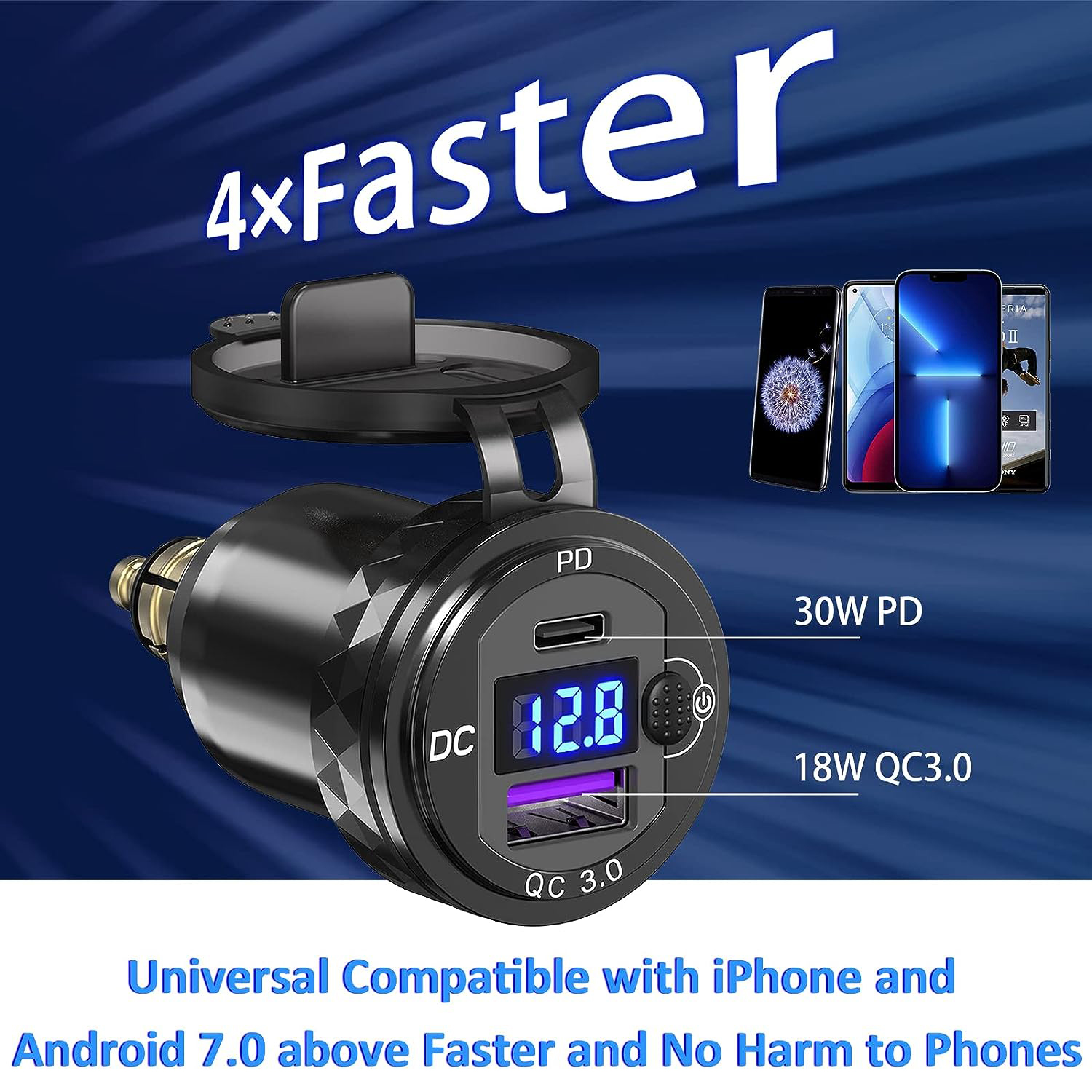 Cargador USB Dual QC3.0 para motocicleta, interruptor adaptador de corriente USB para BMW R1200GS Adventure F800GS Triumph Tiger Ducati DIN Socket
