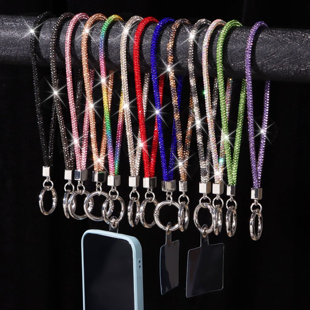 Glitter Rhinestone Phone Lanyard Phone Crystal Wrist Straps Keychain Hanging Anti-lost Rope