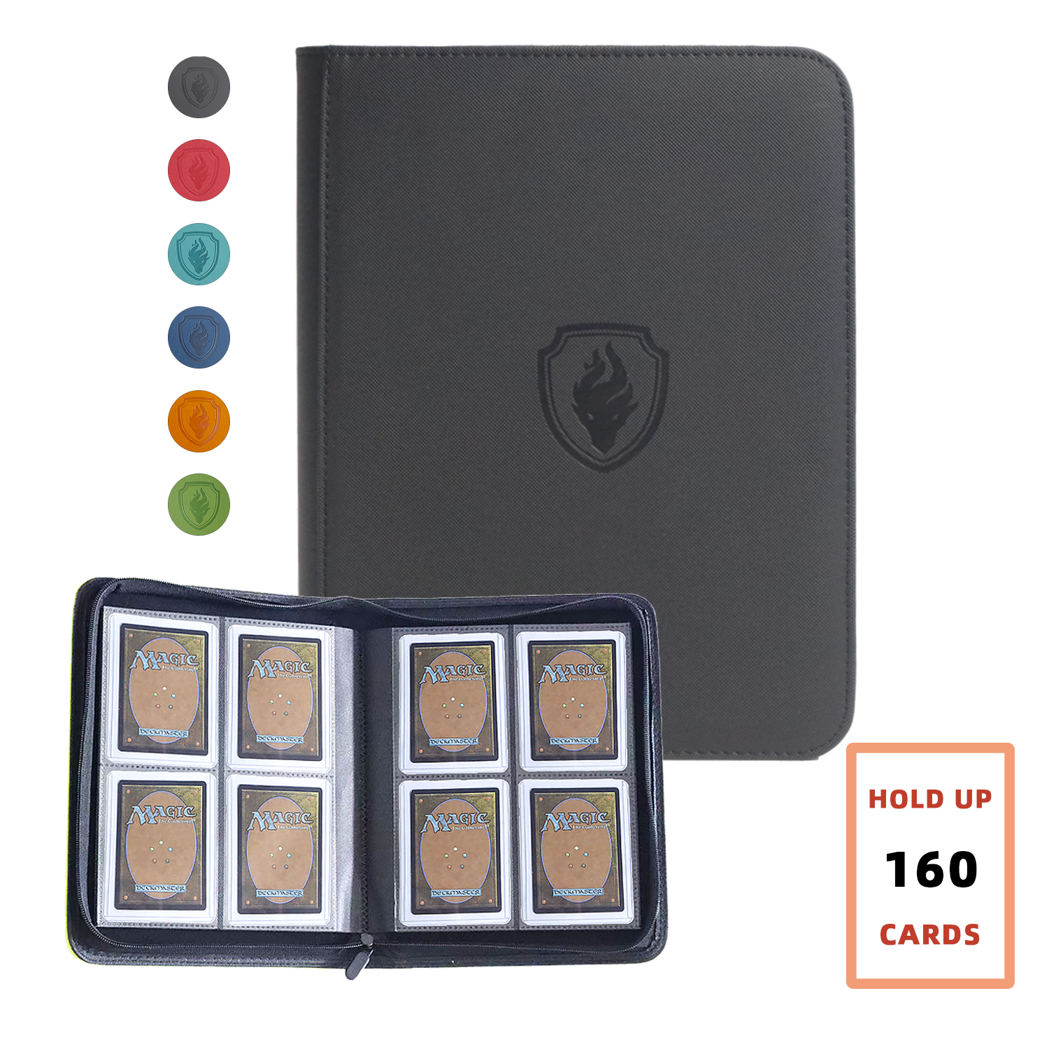 Bevat 160 kaarten | Verzamelmap voor 3x4 inch kaarten |   4-vakjes dubbelzijdig album | Portemonnee van kunstleer met rits voor TCG/sportkaarten