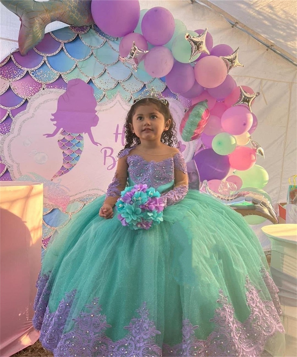 女の子のための弓付きのかわいいラベンダーウォッペドレス、ふわふわのチュール、誕生日のペタパンツ、最初の聖体拝領、結婚披露宴、ビューティペパンツ