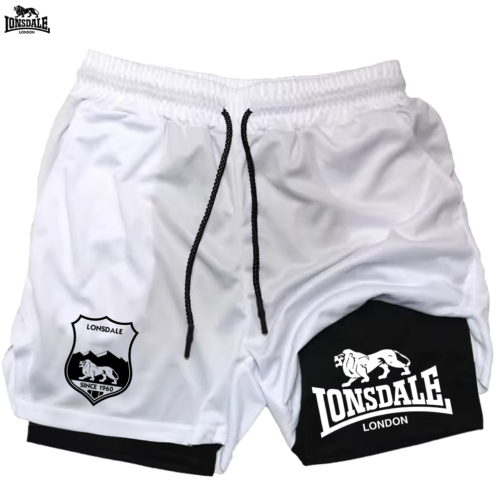 LONSDALE กางเกงวิ่งขาสั้นผู้ชายกางเกงกีฬาออกกำลังกาย 2 ใน 1 แห้งเร็วออกกำลังกายฟิตเนสจ๊อกกิ้งกางเกงขาสั้นกางเกงขาสั้นฤดูร้อน