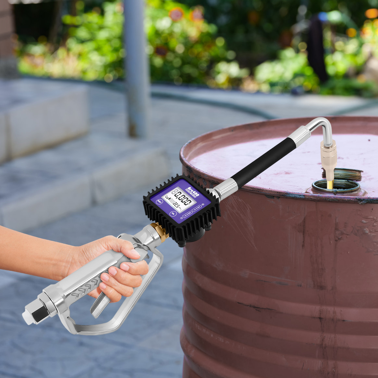 Elektronisch oliemeterpistool Olieoverdrachtpomp en regelklep met een 5-cijferig LCD digitale meter Meter oliedoseerpistool