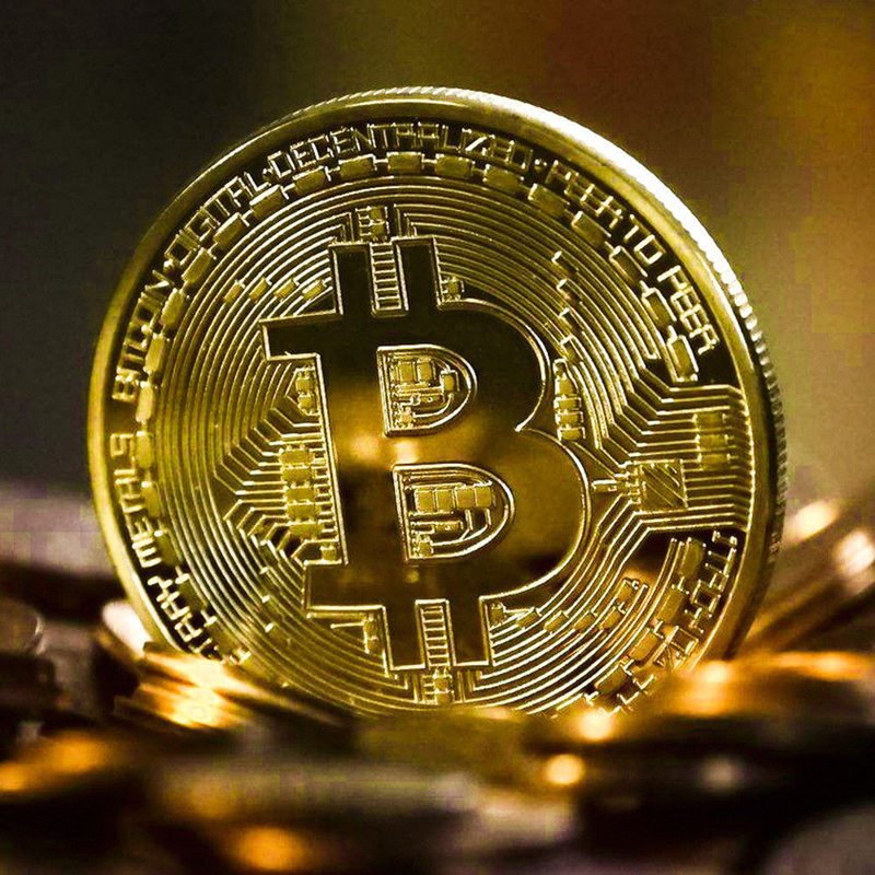 Moneda Bitcoin chapada en oro, colección de arte coleccionable, regalo conmemorativo físico, Casascius Bit BTC, imitación antigua de Metal