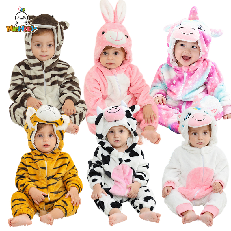 MICHLEY Regali di Carnevale, Tutina Invernale per Neonati a Forma di Mucca, Costume in Flanella, Morbido Pigiama per Bambini da 2-36 Mesi
