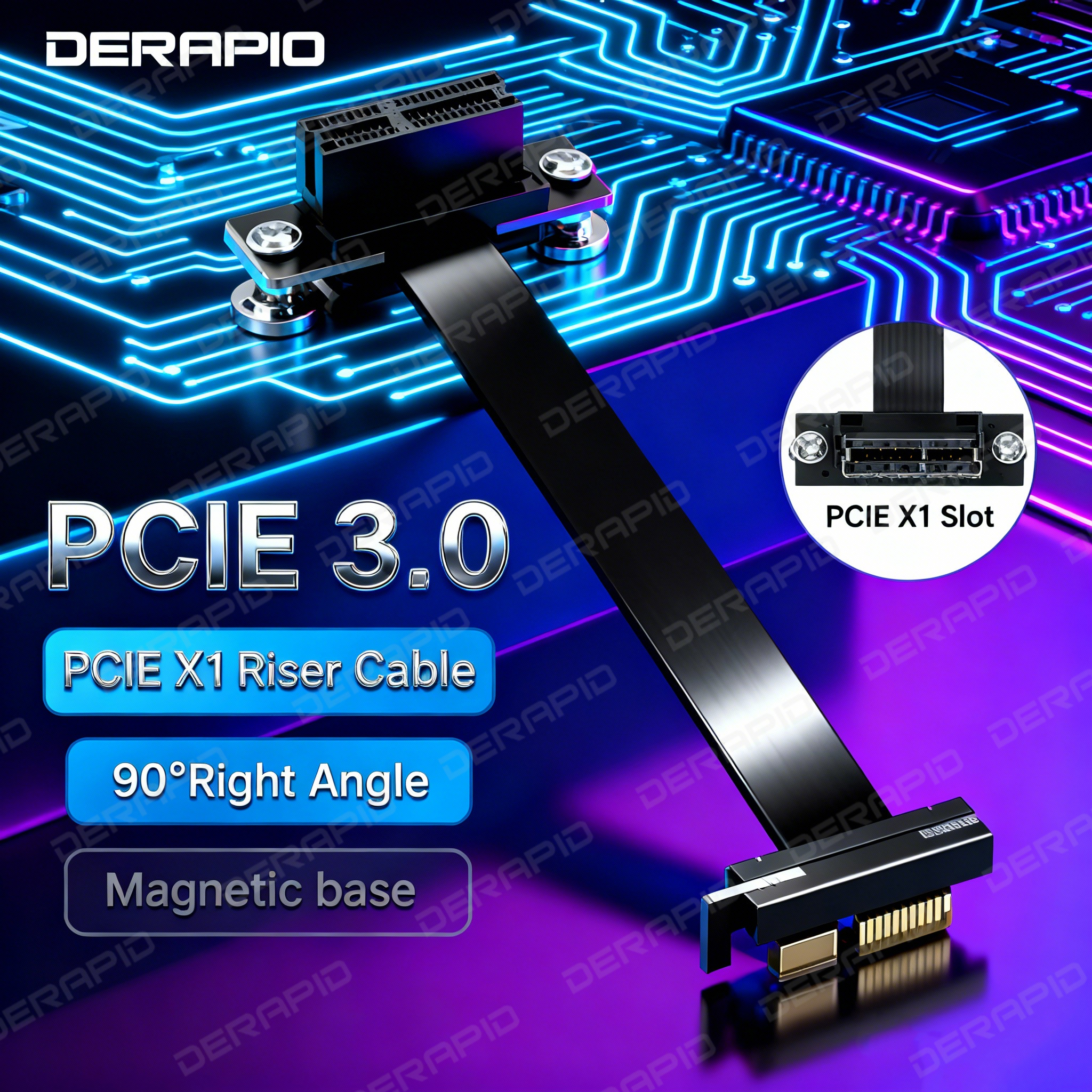 Câble Riser PCIE X1 à Angle droit de 90 degrés, 8Gbps, PCIe 3.0 X1 à X1, Extension de ruban de carte Riser pour PCI Express 1x
