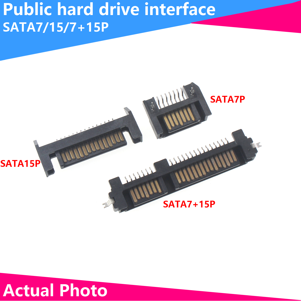 5/2pcs DIY SATA Interface Socket SSD Solid State Drive Seat 7+15P 7P15P DIP STRAIGHT BEND 22PIN Male Sata Connector