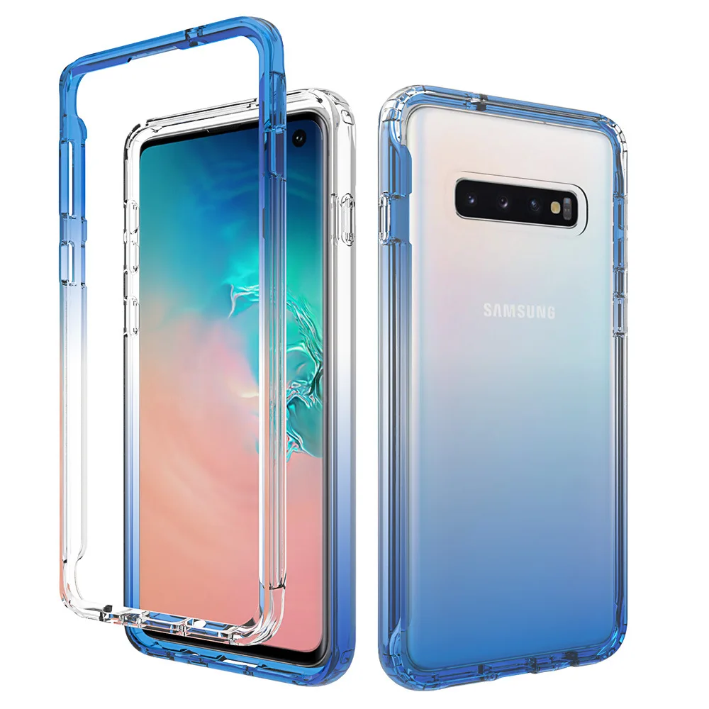 Funda transparente de lujo de color caramelo grueso para Samsung Galaxy S10/S10 Plus, carcasa híbrida a prueba de golpes, cubierta transparente de doble capa
