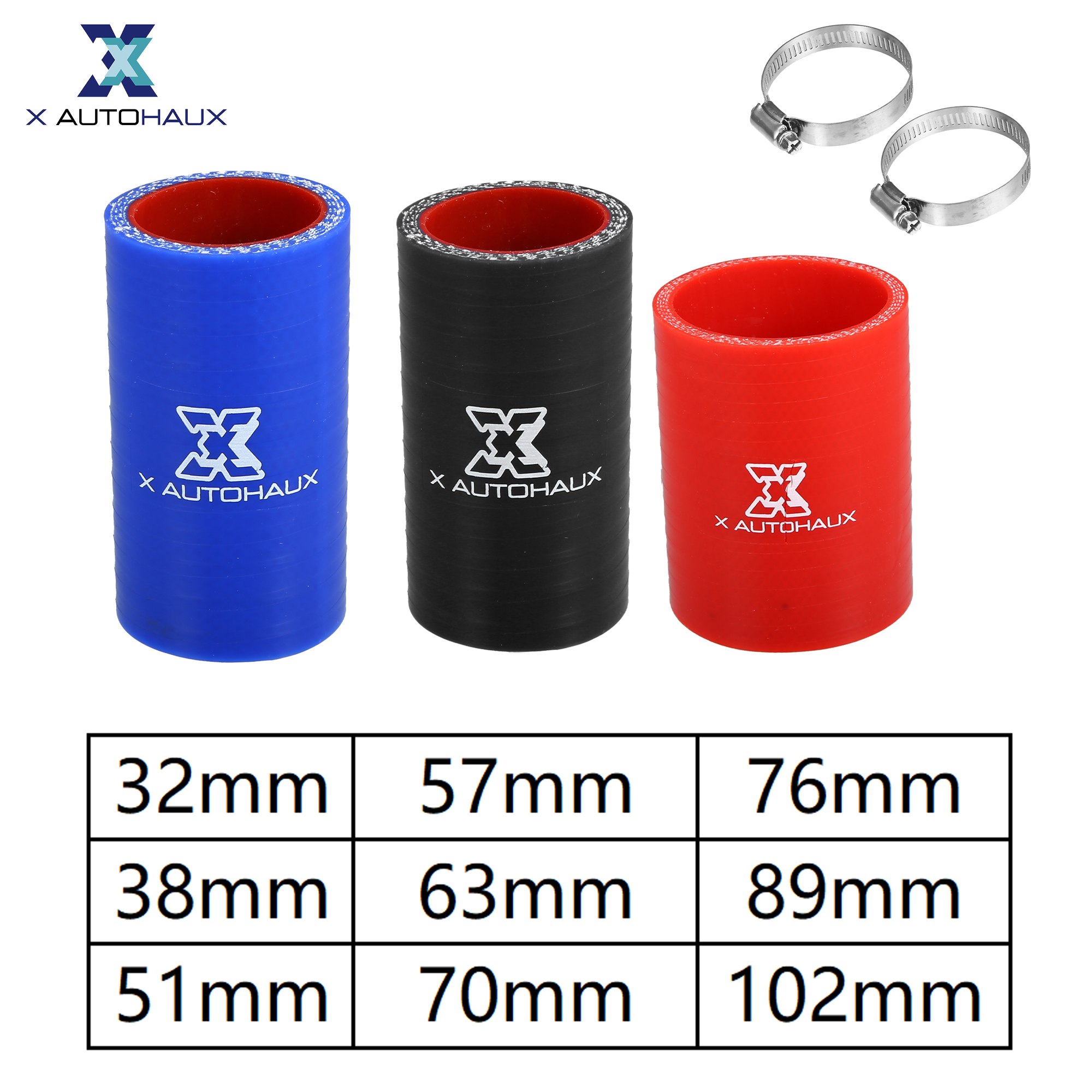 X Autohaux Universal ตรงซิลิโคนลดท่อ Coupler Intercooler Turbo ตรงท่อ 89 มม.ID Auto Car อุปกรณ์เสริม