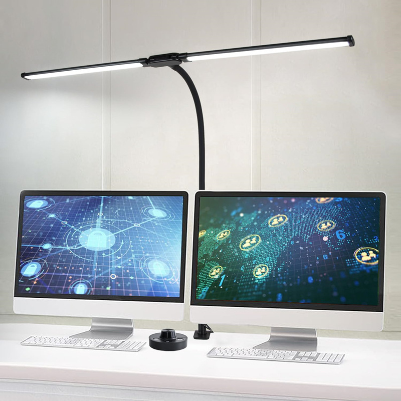 Doppel-/Einzelkopf-LED-Schreibtischlampe, dimmbar, PC-Monitor-Licht, USB-Tischlampen, Leselampen, Augenschutz, 3-Farben-Modus für Büro