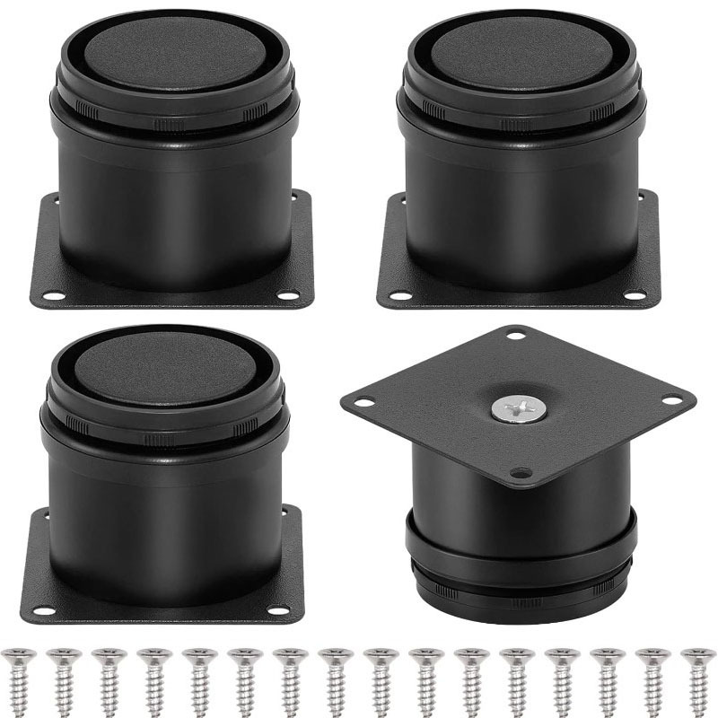4 Uds. De patas de muebles de acero inoxidable de 4 pulgadas/armarios de almacenamiento con patas de cocina circulares ajustables adecuadas para bricolaje + 16 tornillos