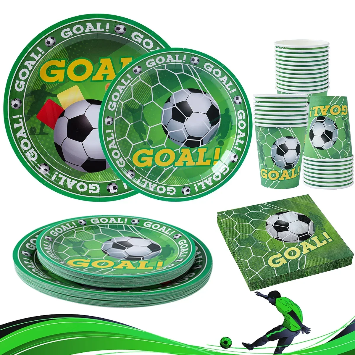 Futebol Tema Descartável Tableware Set, Sport Boy, Birthday Party, Baby Shower, Bolo Decoração Suprimentos, Futebol Padrão, Cup, Plate