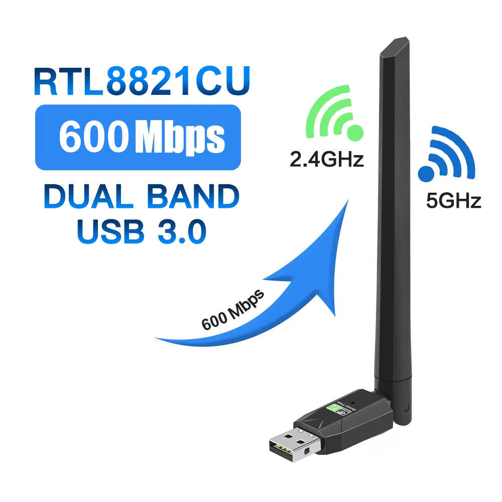USB Wi-Fi Bluetooth адаптер 2 в 1, 600 Мбит/с, 2,4 ГГц, 5 ГГц, 600Mbps USB WiFi Bluetooth Adapter 2in1 Network Card Dual Band 2.4G 5GHz Wi-Fi Antenna Mini Wireless Receiver PC Accessories