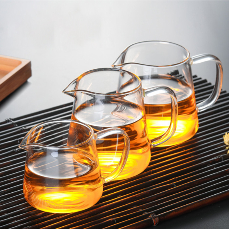 Théière en verre transparent résistant à la chaleur, tasse juste, théière Cha Hai avec infuseur, bouilloire de brassage de thé Puer Pu Erh Gaiwan, ensemble Pots théières
