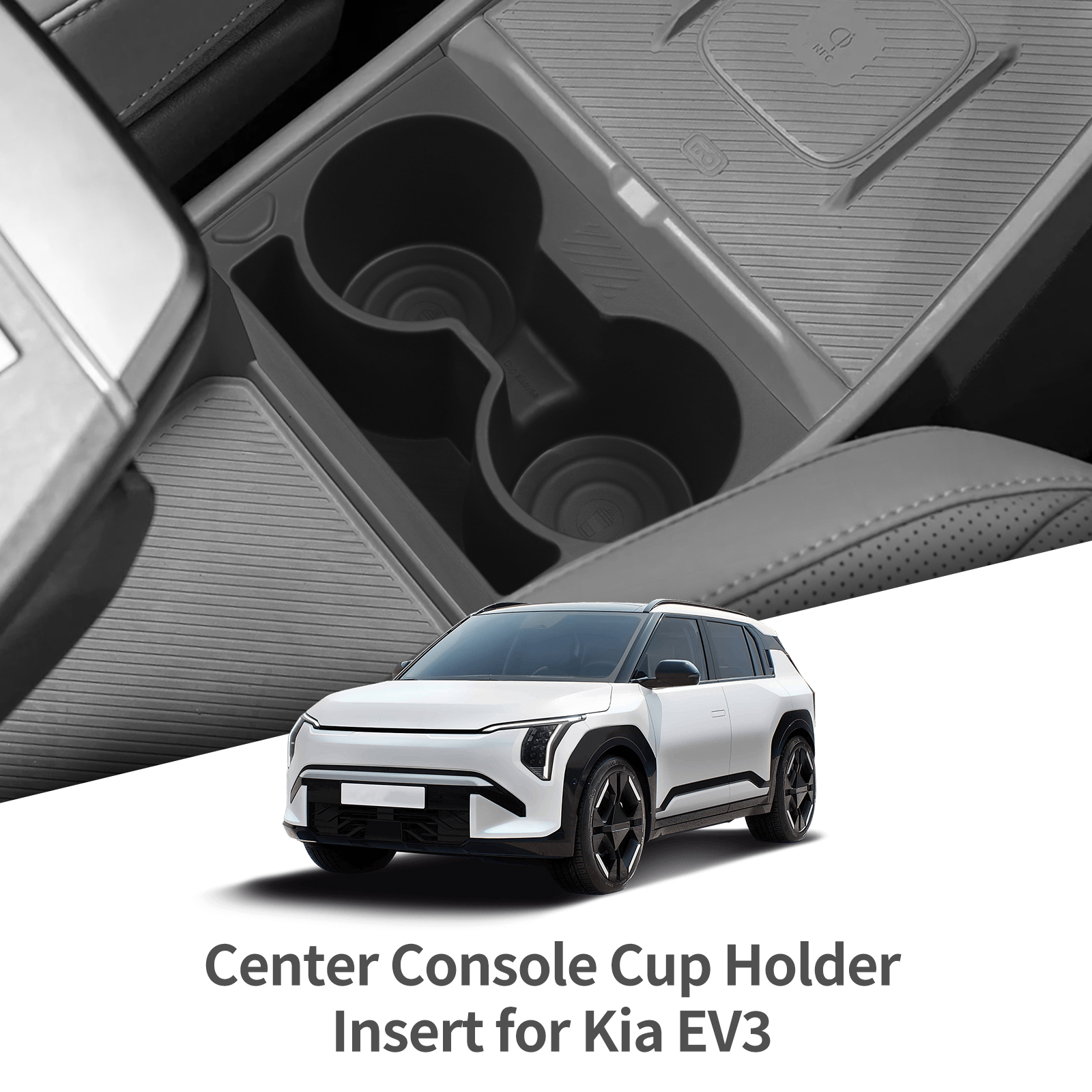 Portavasos para Consola Central Kia EV3 EV4 2024-2026, Bandeja de Almacenamiento Antideslizante de TPE, Accesorios Interiores para Auto, Color Negro
