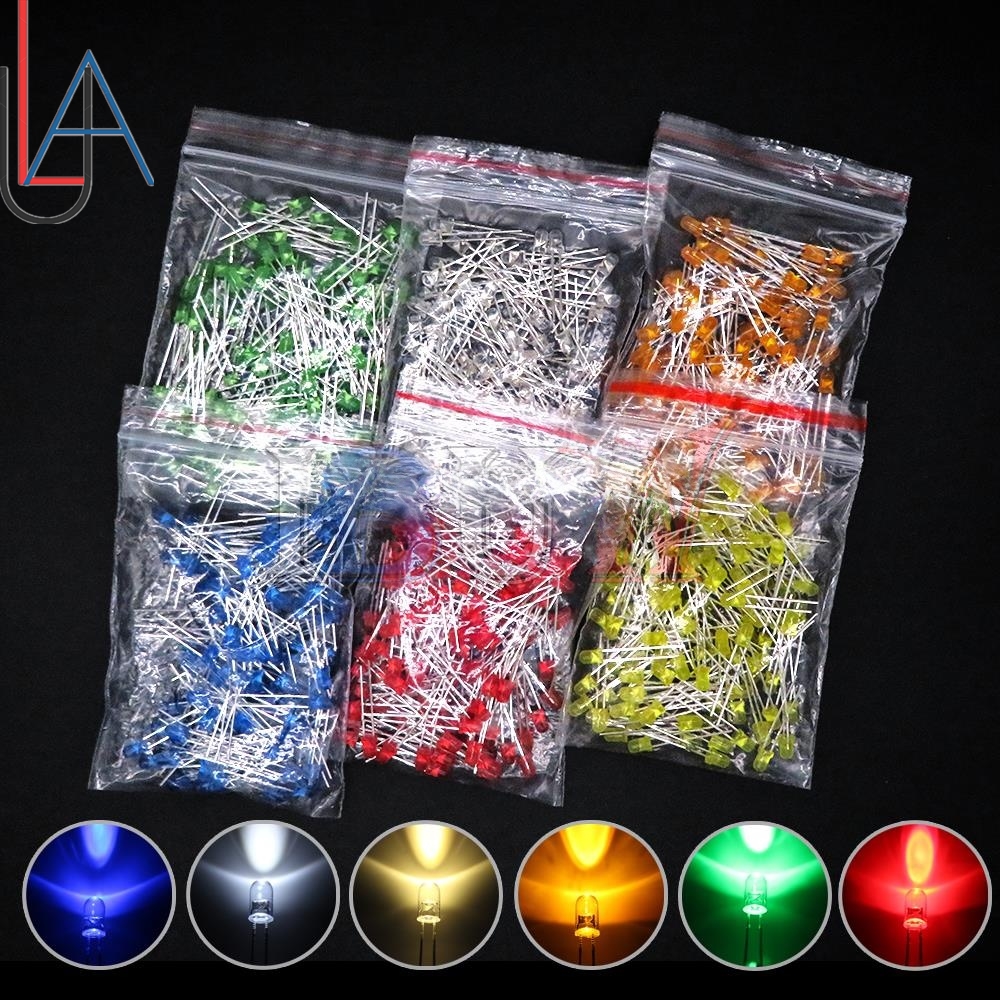 100 SZTUK LAUBEI 5mm Dioda LED F5 Różne Zestaw Biały Zielony Czerwony Niebieski Żółty Pomarańczowy Różowy Fioletowy Ciepła Biała Dioda Świetlna DIY