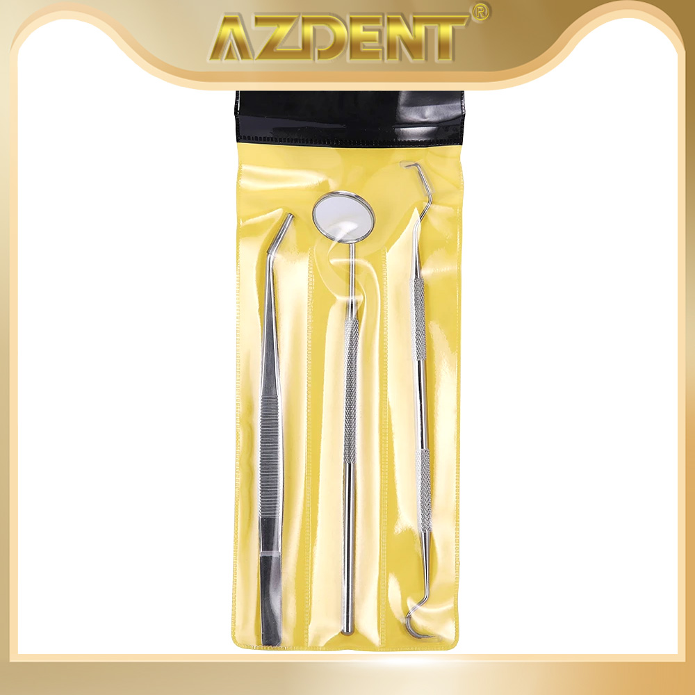 AZDENT-Juego de Herramientas de limpieza Dental, espejo bucal, pinzas de acero inoxidable, sonda de codo, instrumento para dentistas, blanqueamiento Dental, odontología