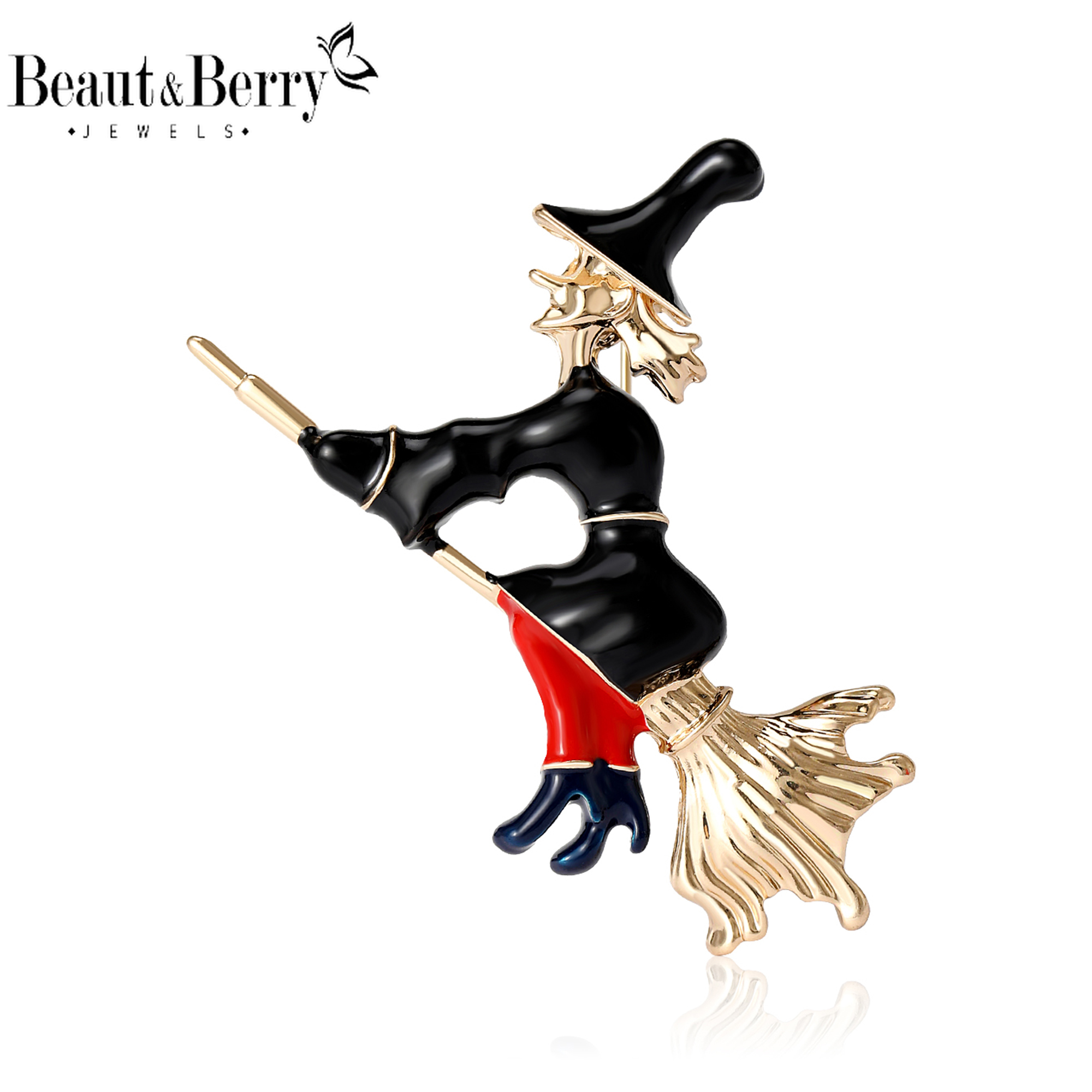 Beaut&Berry Halloween Witch Hat Brooches for Women Unisex Witch Pins Friends Party Gifts Banquet Jewellery Accessories