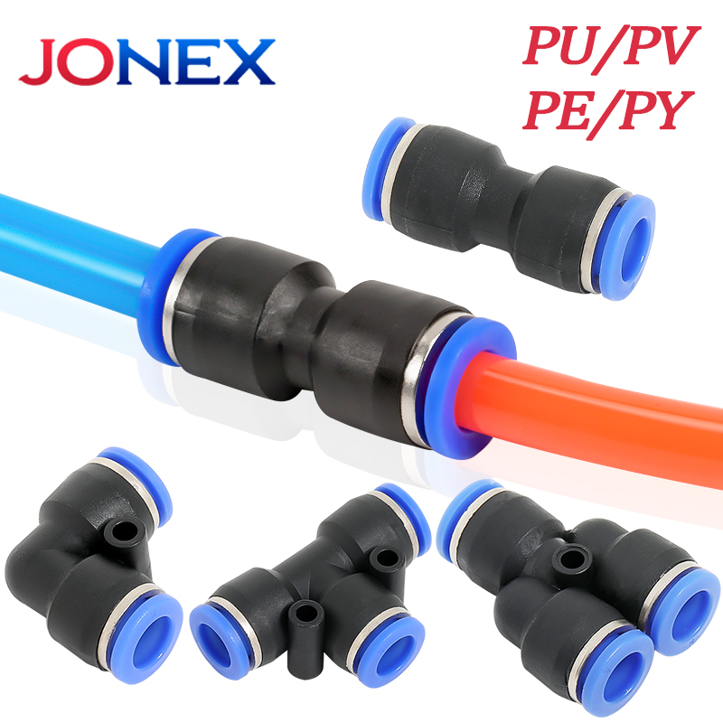 Conectores de Accesorios Neumáticos de 5 uds., 4mm, 6mm, 8mm, 10mm, tipo PU/PV/PE/PY, conexión de empuje de liberación rápida para tubo de manguera de aire y agua