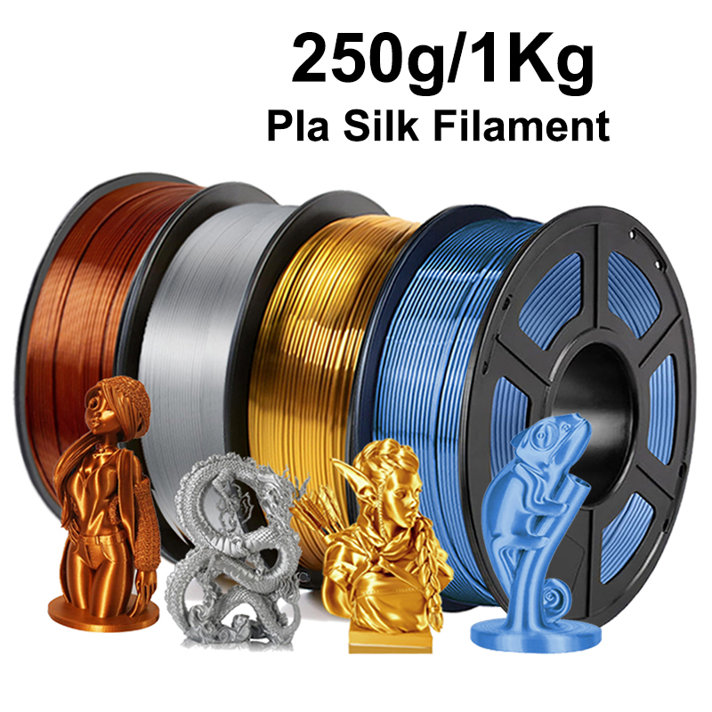 250g 1Kg PLA Silk Copper Filament do drukarki 3D 1.75mm PLA Silk Gold Materiał do druku 3D Błyszczący jedwabisty srebrny niebieski filament PLA 250G