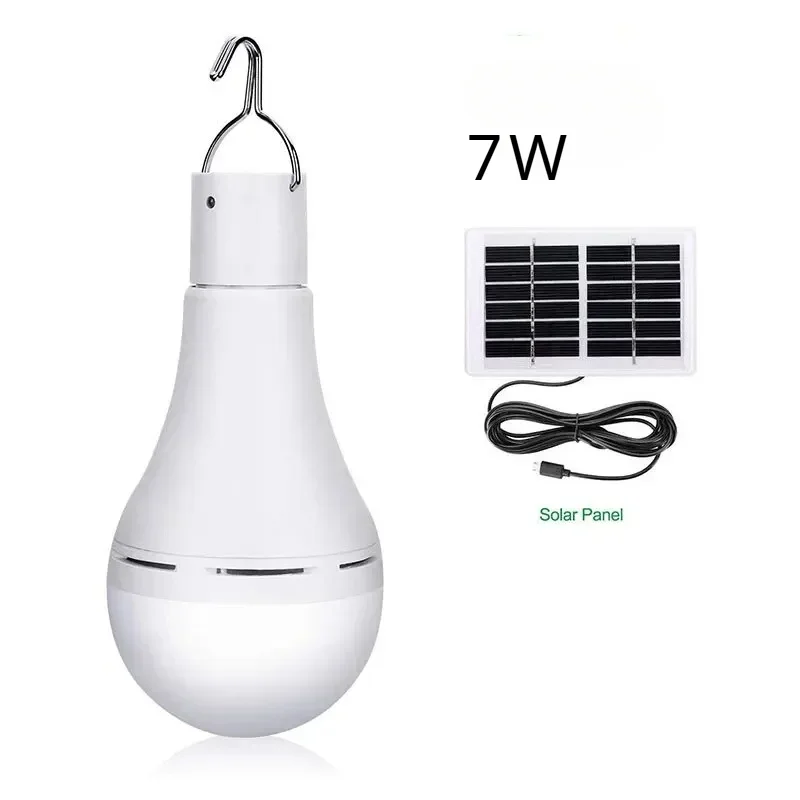 Lampe de camping d'urgence solaire, lampe LED portable, panneau 1W, 7W