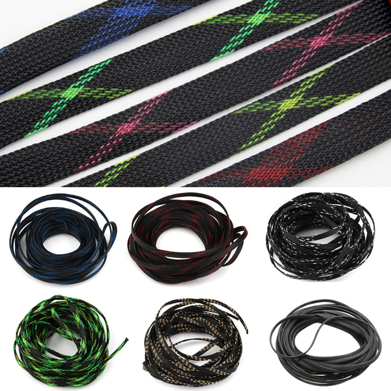 1M lengan kabel kepang 4mm 6mm 8mm 10mm 12mm 15mm 20mm 25mm penutup dapat diperluas hewan peliharaan isolasi perlindungan bungkus kawat selubung nilon
