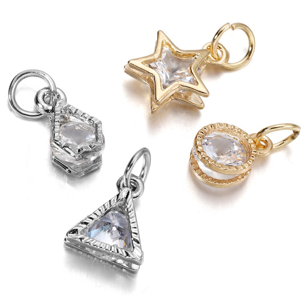 10 unids/lote de aleación de Metal de Color dorado con colgantes de diamantes de imitación para pendientes, collares, dijes, accesorios para hacer joyería DIY